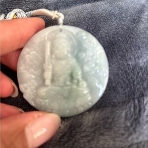 Natural Jadeite Landscape Guanyin Buddha Jade Pendant